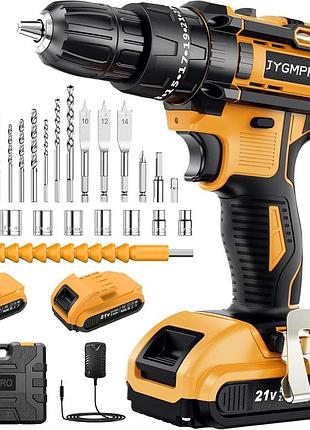 Акумуляторний дриль-шурупокрут jygmpro power tools mr3705t ударний дриль з 2 акумуляторами 2000 ма·год