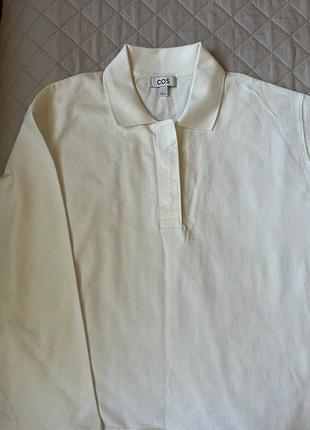 Поло cos oversize l–xl, молочного кольору, 100% бавовна