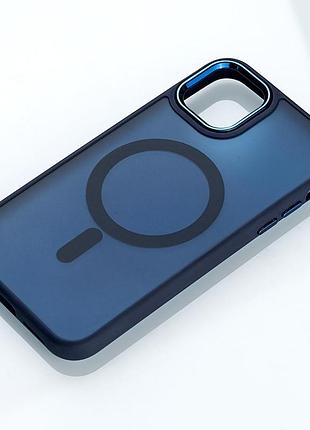 Силіконовий чохол magsafe matte для iphone 15 темно-синій