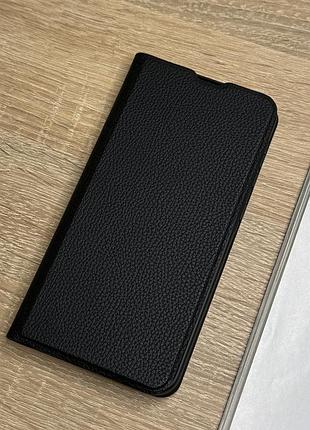 Шкіряний чохол книжка на samsung galaxy a55 чорного кольору з захистом камери leather design