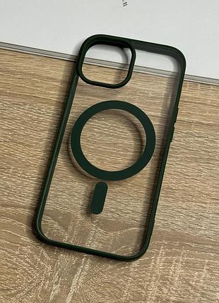 Чохол на iphone 15 з magsafe прозорий ударостійкий tpu anti-drop 4. зелений