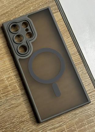 Матовий чохол для samsung s24 ultra. захищений, сірого кольору, напівпрозорий ззаду