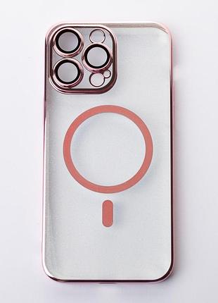 Пластиковий чохол magsafe "glitter" для iphone 14 pro рожеве золото