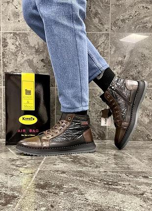 Зимние ботинки casual, кожаные / brown 7