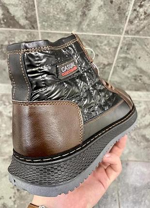 Зимние ботинки casual, кожаные / brown 10