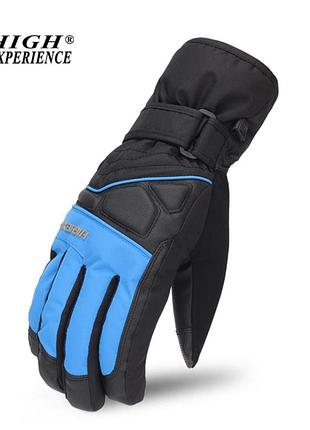 Зимові гірськолижні рукавиці high experience black/blue collar