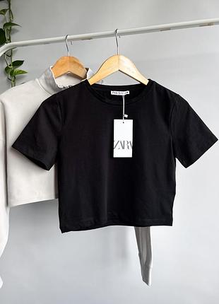 Чорна футболка топ zara