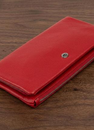 Кошелек-клатч из кожи с карманом для мобильного st leather 19315 красный