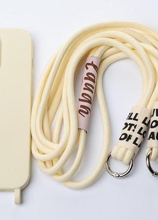Силиконовый чехол cord для iphone 15 pro max бежевый
