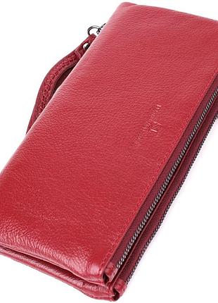 Шкіряний гаманець на три відділення st leather 23108 бордовий