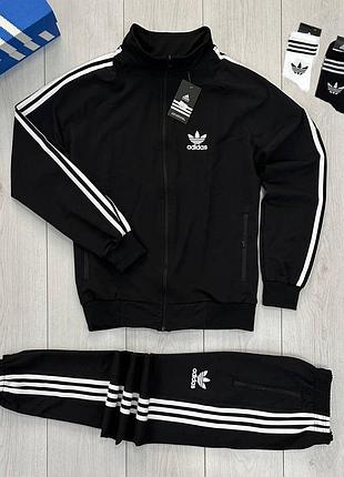 Мужской спортивный костюм adidas черный (+подарок носка) xl