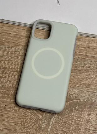 Чехол для iphone 11 pro с magsafe, силикон с мягкой подкладкой silicone case matte neon 4. зелений (soft green)