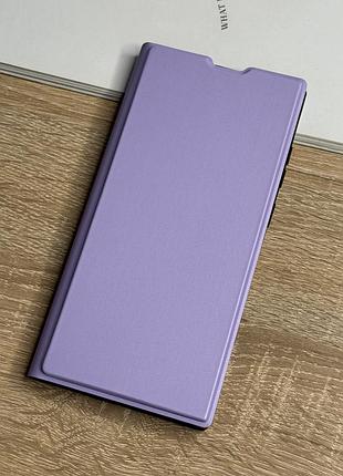 Кожаный чехол книжка на samsung galaxy s22 ultra лилового цвета leather design