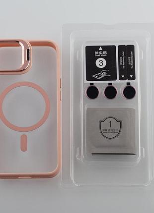 Силіконовий чохол magsafe camera glass protection для iphone 11 рожевий