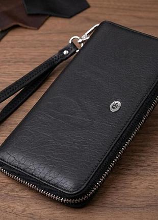 Кошелек-клатч универсальный на одно отделение из натуральной кожи st leather 22562 черный