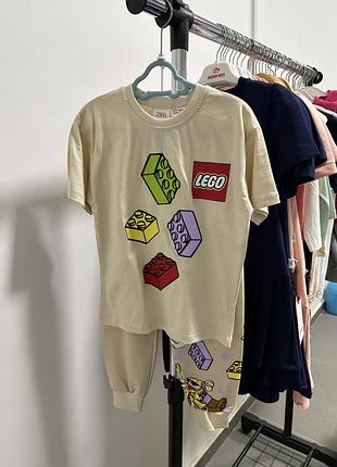 Дитячий костюм zara з ліцензійної серії lego (футболка та джогери)