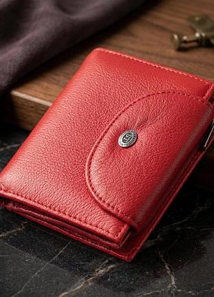 Яскравий жіночий гаманець із монетницею з натуральної шкіри st leather 22712 червоний