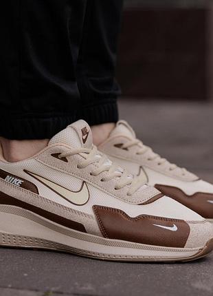 Чоловічі кросівки nike simple бежеві брендові літні кроси зі шкіри найк сімпл молодіжне взуття весна літо