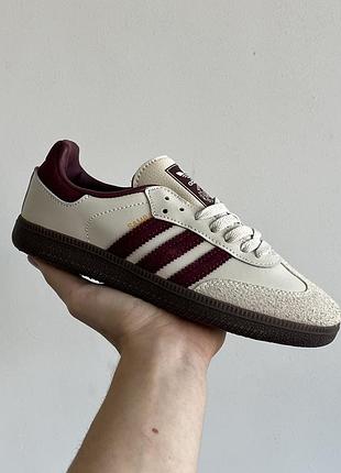 Жіночі кросівки adidas wmns samba beige burgundy