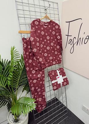 Флісовв тепла піжама одяг для дому теплий принт