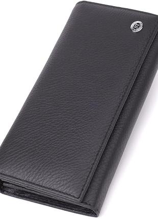 Вместительный кошелек для женщин из натуральной кожи st leather 23097 черный