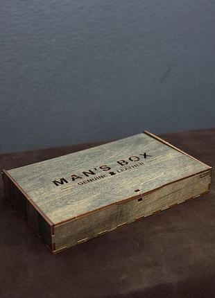 📦 дерев'яна коробка man's box під клатчі, портмане, барсетки (27см ×17см × 4см)