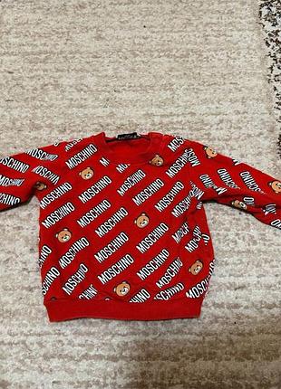 Дитячий світшот moschino baby червоний кофтинка для немовля 3 місяці