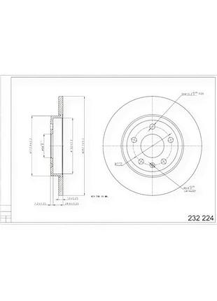 Диск тормозной audi a4 b7 задний (d288x12mm) hart