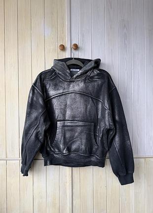 Худі zara оверсайз з ефектом металік / срібним напиленням (розмір m)