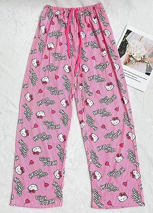Стильные штаны hello kitty, нежно розовые, тонкие, летние (10500)