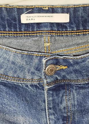Zara.джинсовые синие мини шорты. 4