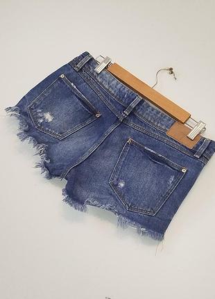 Zara.джинсовые синие мини шорты. 2