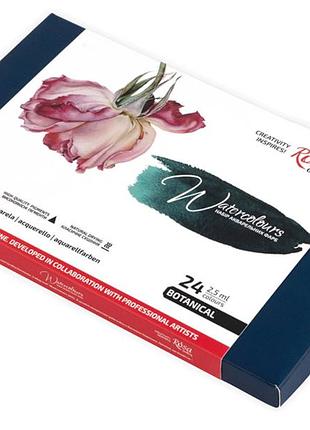 Набір акварельних фарб botanical 24 кольори по 2.5мл кювет картон rosa gallery