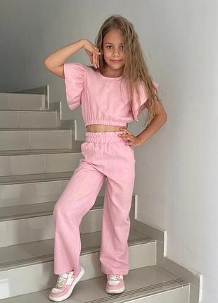 Лёгкий летний костюм для девочки, брюки+топ 146