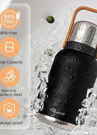 Термос із неіржавкої сталі ryaco vacuum insulated 1200 мл герметичний термос із подвійними стінками