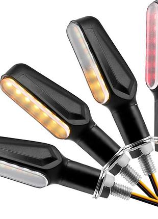 4 шт. світлодіодні покажчики повороту для мотоцикла exleco motorcycle turn signal light m8 12 led універсальні індикатори поворот