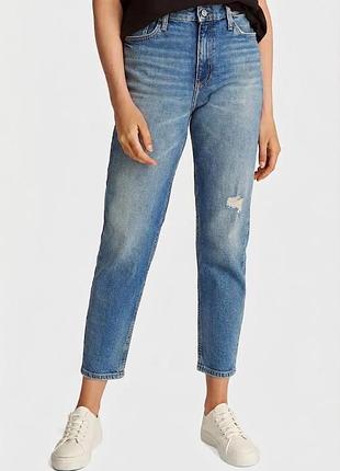 Джинси stradivarius mom slim із високою посадкою та стильною потертістю,  pозмір s