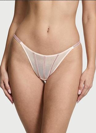 Трусики стрінги sheer shine thong panty victoria’s secret