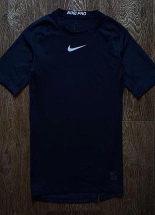 Синяя мужская спортивная компрессионная футболка nike pro combat размер m
