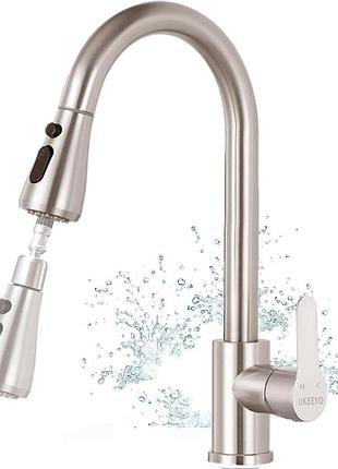 Кухонный кран с выдвижным душем 39 см faucet ukeeyo kitchen faucet 241120yq смеситель для кухонной мойки