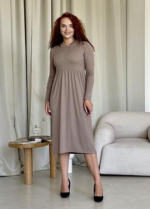 Довга не обтягуюча сукня бежеве merlini донато 700001384 4xl/5xl