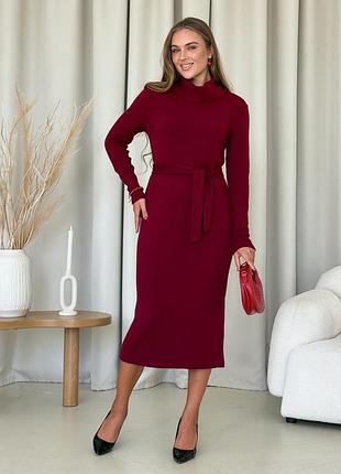 Ангоровое платье с высоким горлом бордовое merlini крема 700001743 4xl/5xl