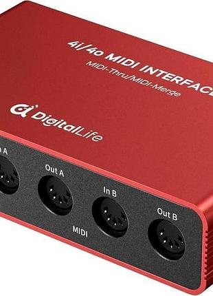 Автономний midi-інтерфейс digitallife 4i/40 midi interface umb05-r студійний midi інтерфейс, midi для драм-машини 4 входи/4 виходи