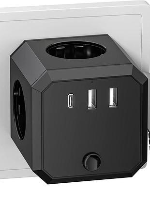 Розетка куб international universal travel adapter hht102 адаптер для розеток з 3 портами usb