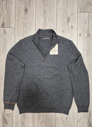Мужской новый свитер 1/3 zip из мериносовой шерсти