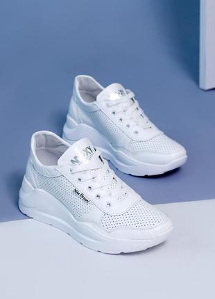 Кожаные белые кроссовки 1230-3 41