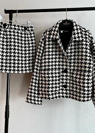 Твидовый костюм для девочки, юбка+жакет 152
