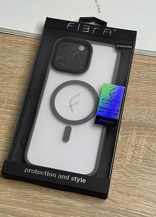 Чохол для iphone 16 pro max з magsafe сірого кольору, напівпрозорий ззаду matte gray design