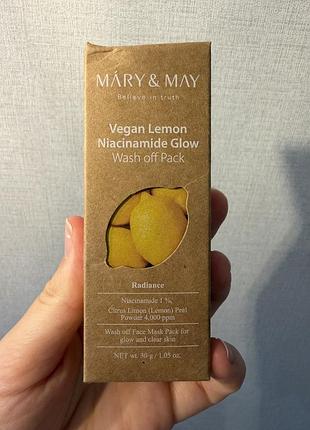 Mary & may lemon niacinamide glow wash off pack (30 мл) — це популярна корейська глиняна маска для сяйва та вирівнювання тону шкіри