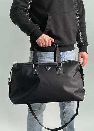 Вместительная кожаная сумка унисекс prada с 2 ручками 46 х 27 х 18 см